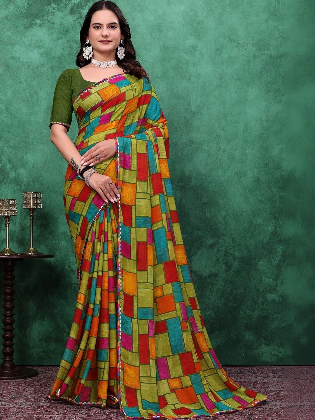 KANURIKAA Poly Georgette Bandhani Saree