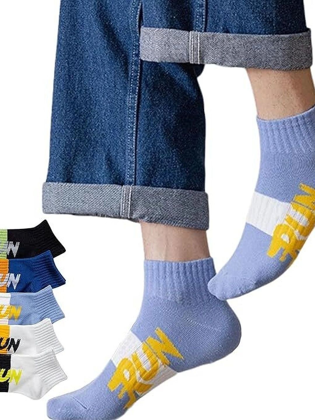 Ecomgedz Women Pack of 5 Cotton Patterned Ankle Length Socks