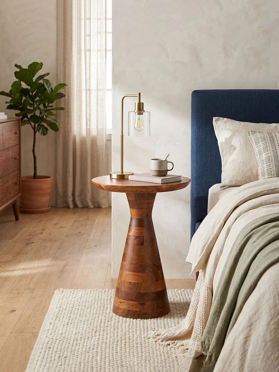 Metalsmith Brown Wooden Round Bedside Table