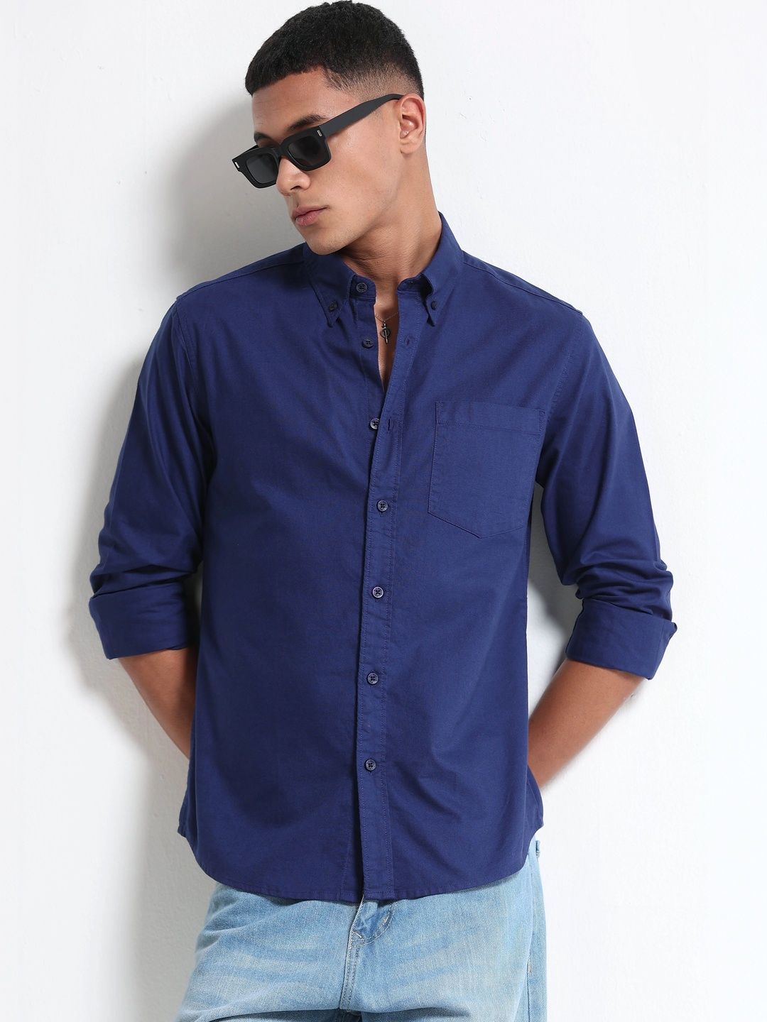 Blu MNKY Men Classic Slim Fit Casual Shirt