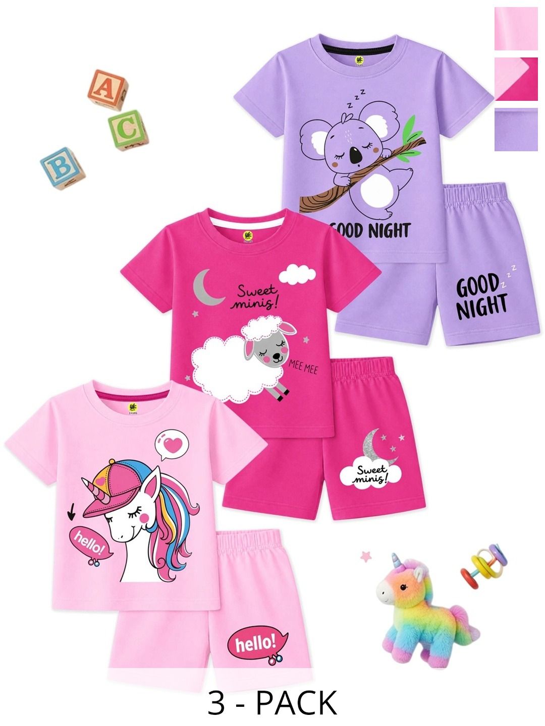 Buy YK Girls Printed T Shirt With Shorts -  - Apparel for Girls