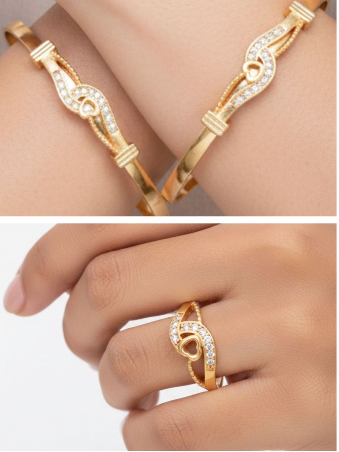 Anouk Gold-Plated American Diamond Stone-Studded & Beaded Jewellery Set