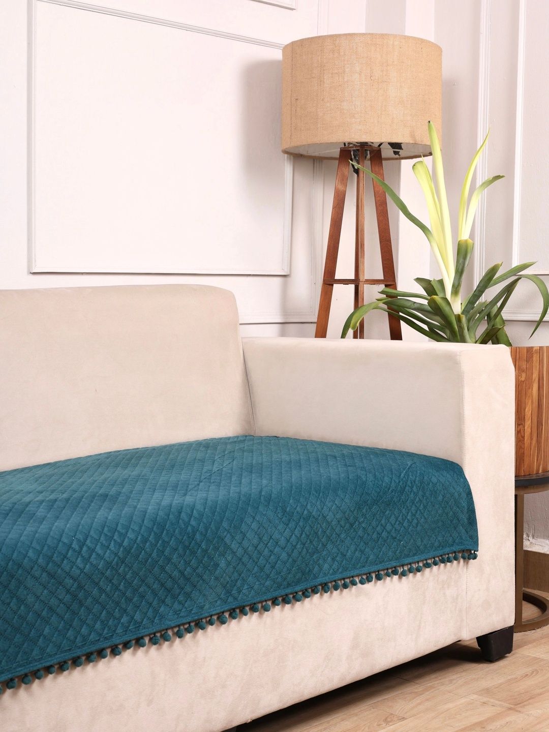 Buy STITCHNEST Set Of 1 Sea Green & Beige Solid 27