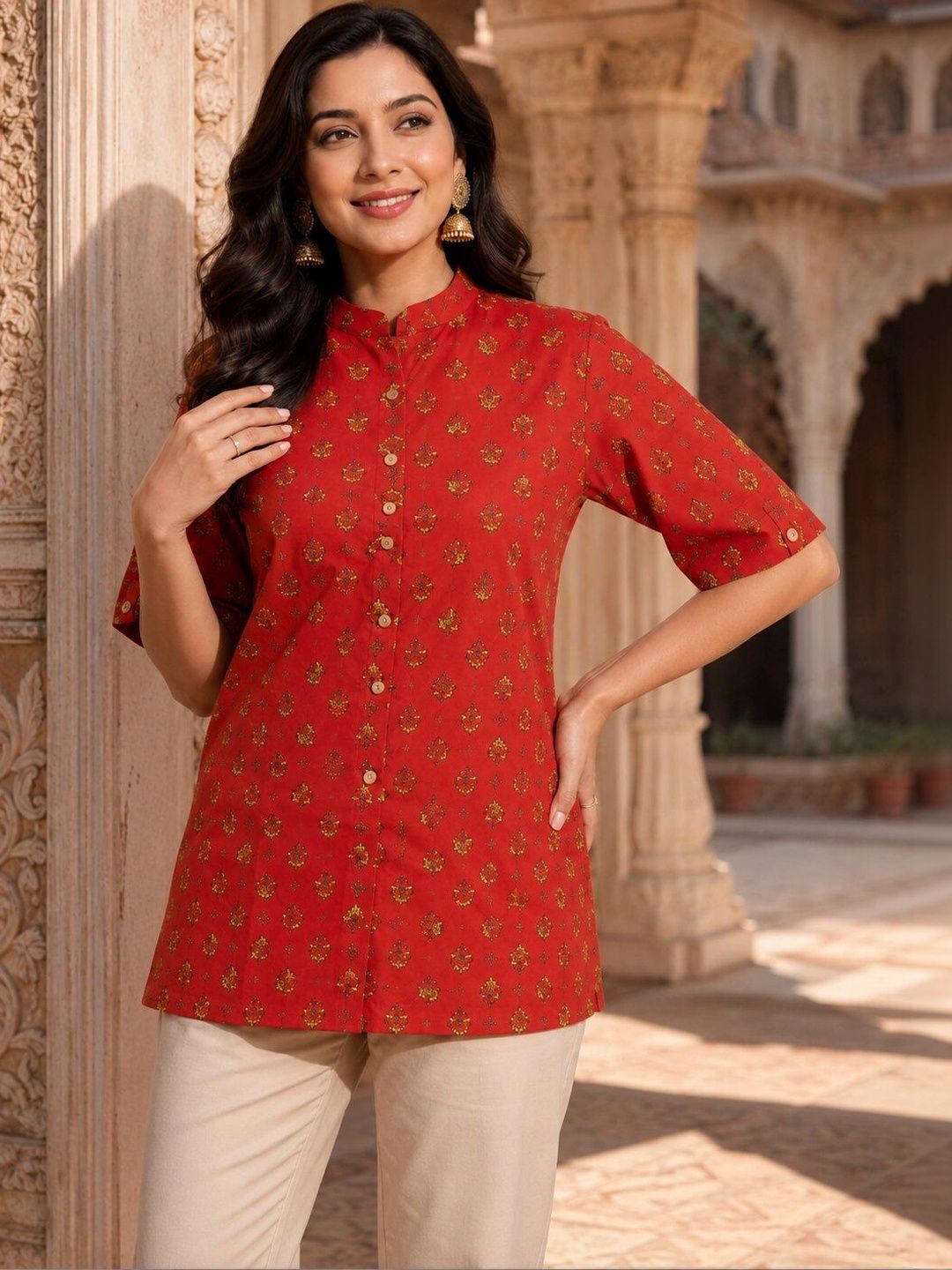 HERE&NOW X Minu Fashions Ethnic Motifs Printed Pure Cotton Kurti