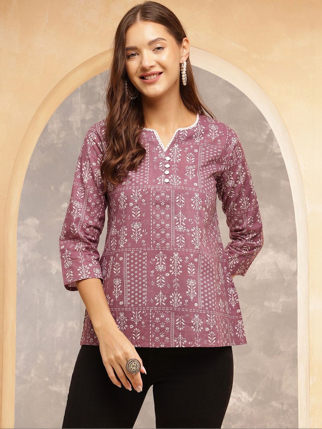 Anouk Mirage Print Ethnic Cotton Top