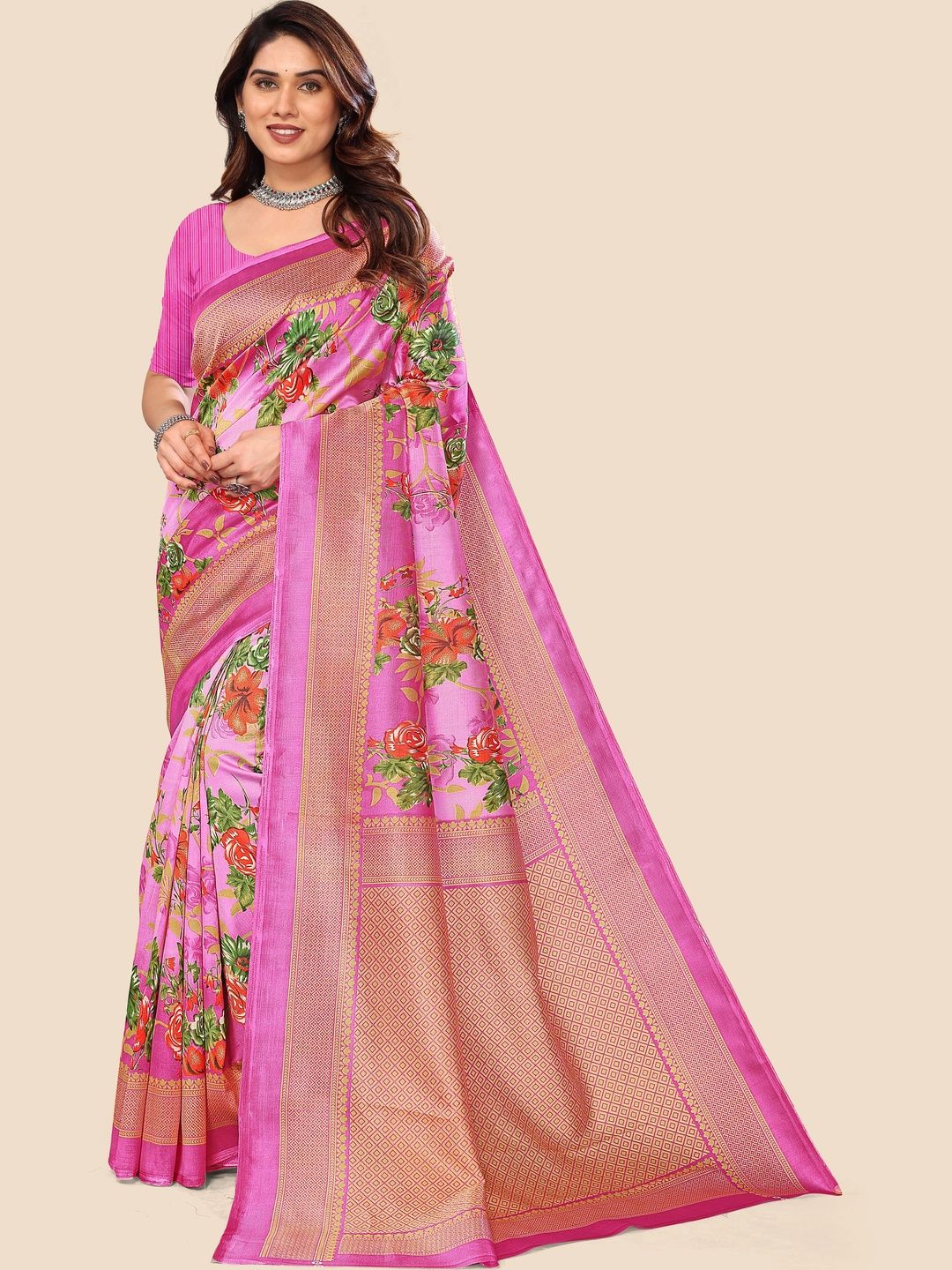KANURIKAA Floral Zari Art Silk Mysore Silk Saree
