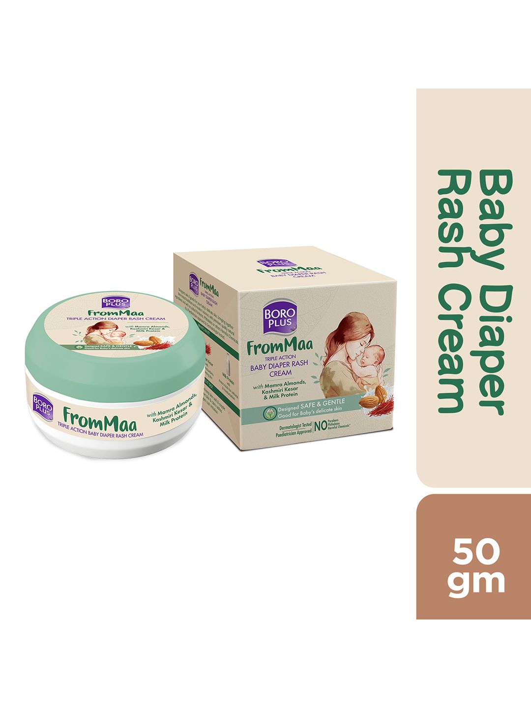 BOROPLUS FromMaa Triple Action Baby Diaper Rash Cream with Almond & Kesar - 50 g