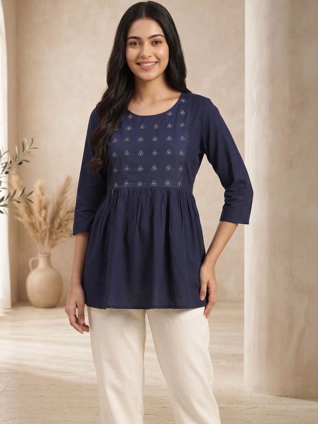 Vaidiki Embellished Embroidered Peplum Top
