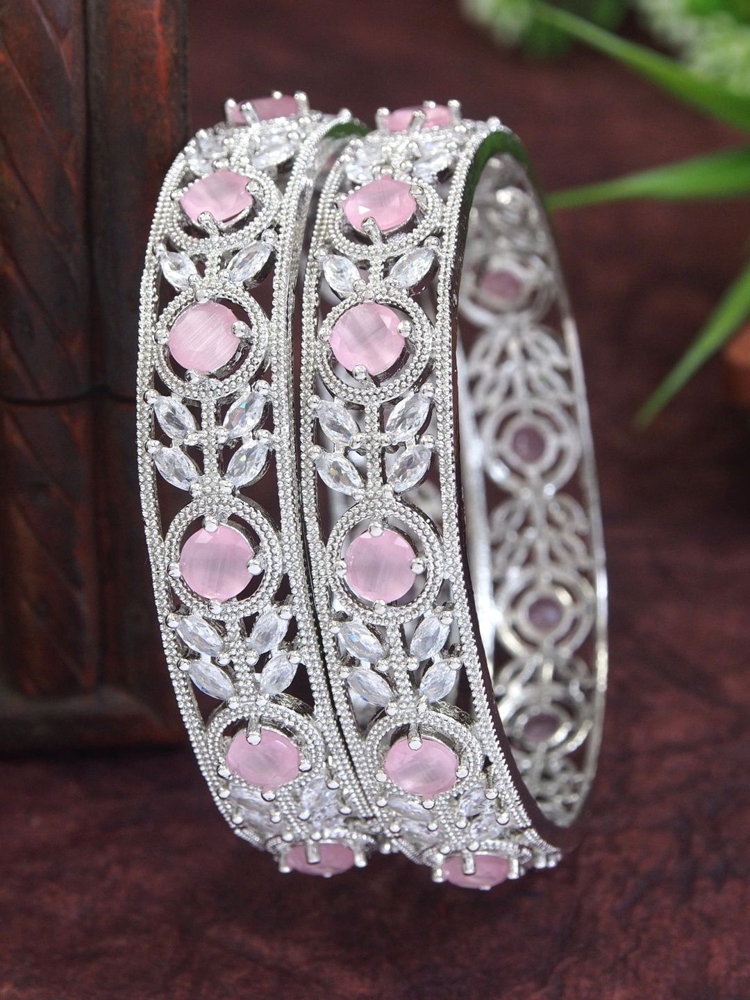 Buy SGA FASHION Set Of 2 Silver Plated American Diamond Studded Bangles -  - Accessories for Women