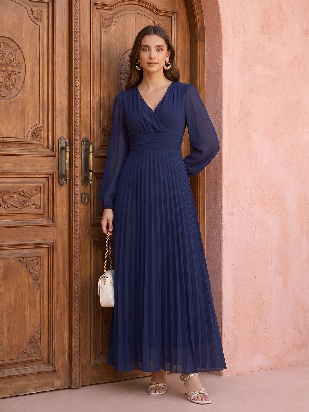 all about you Puff Sleeve Wrap Maxi Dress