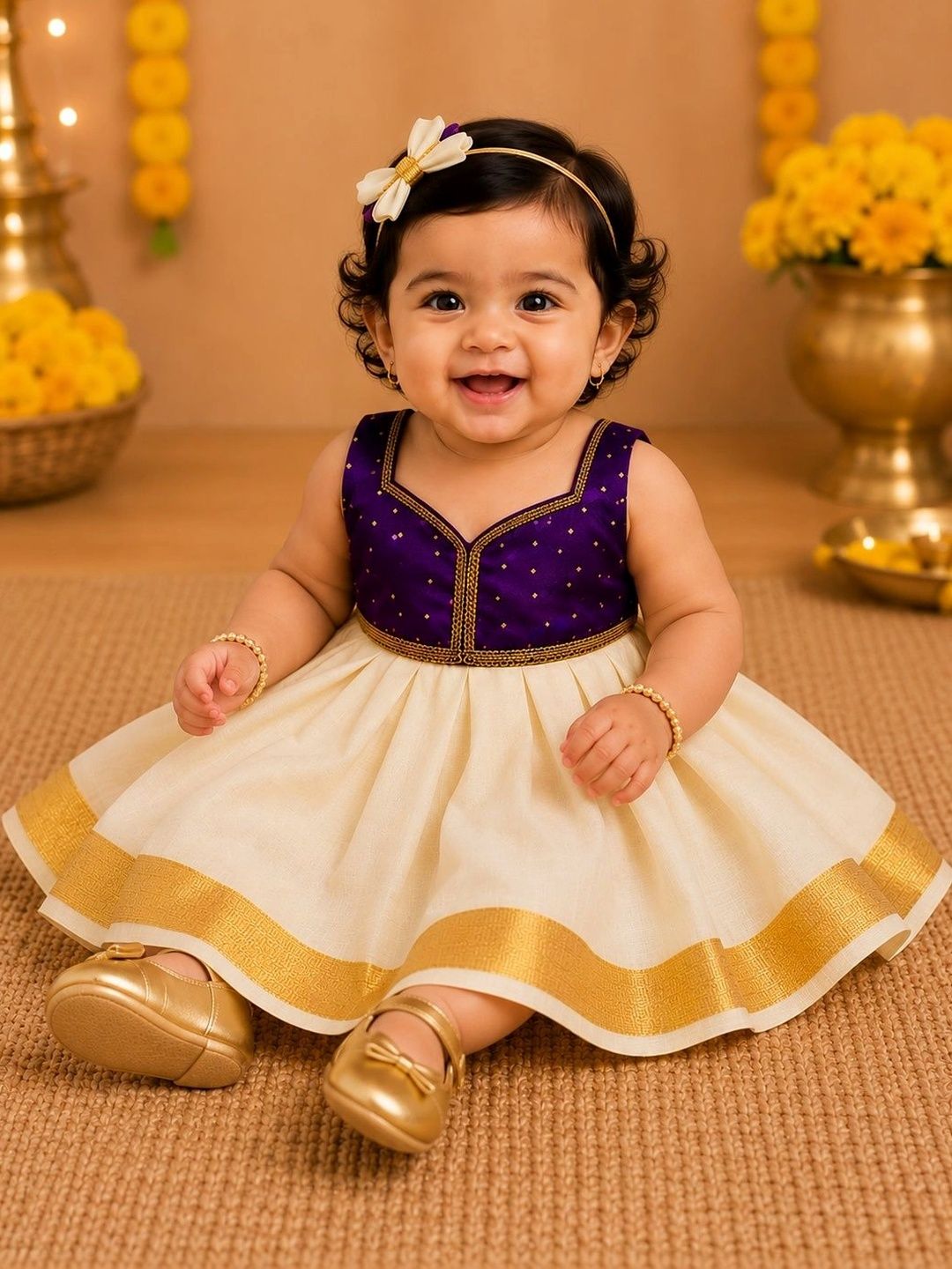 Infant Girls Printed Shoulder Straps A-Line Ethnic Dresses 3