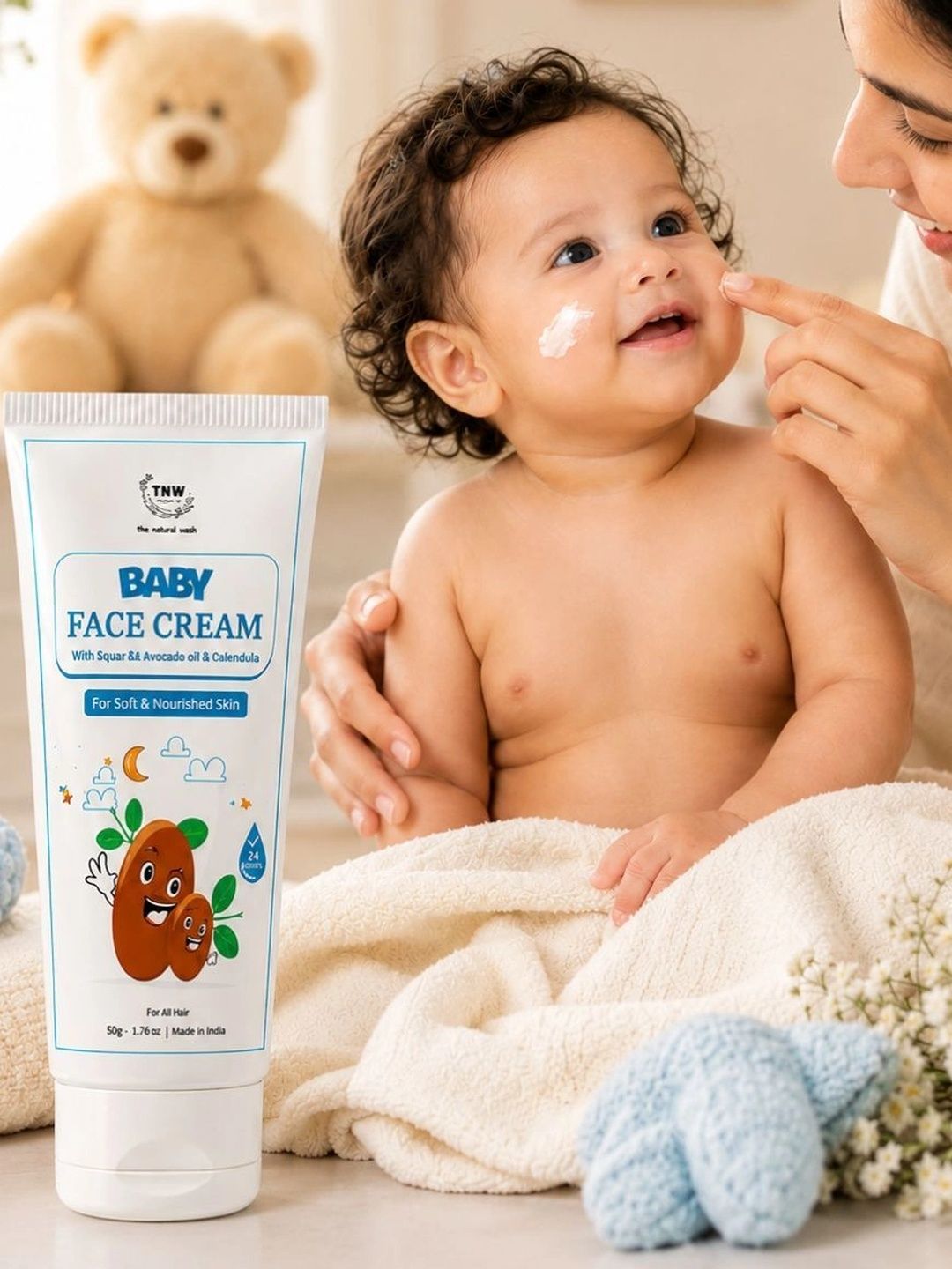 TNW the natural wash Unisex Kids White Baby Face Cream- 50g
