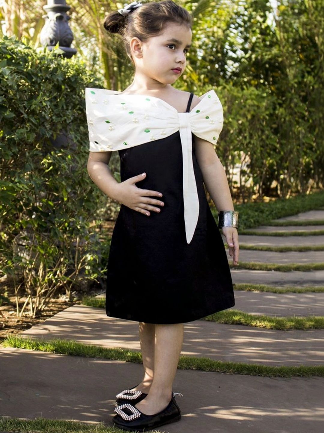 Embellished Satin A-Line Dress