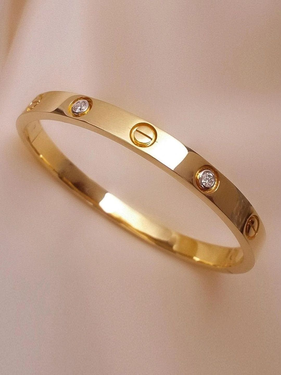 CHICLOSET Women Cubic Zirconia Gold-Plated Bangle-Style Bracelet