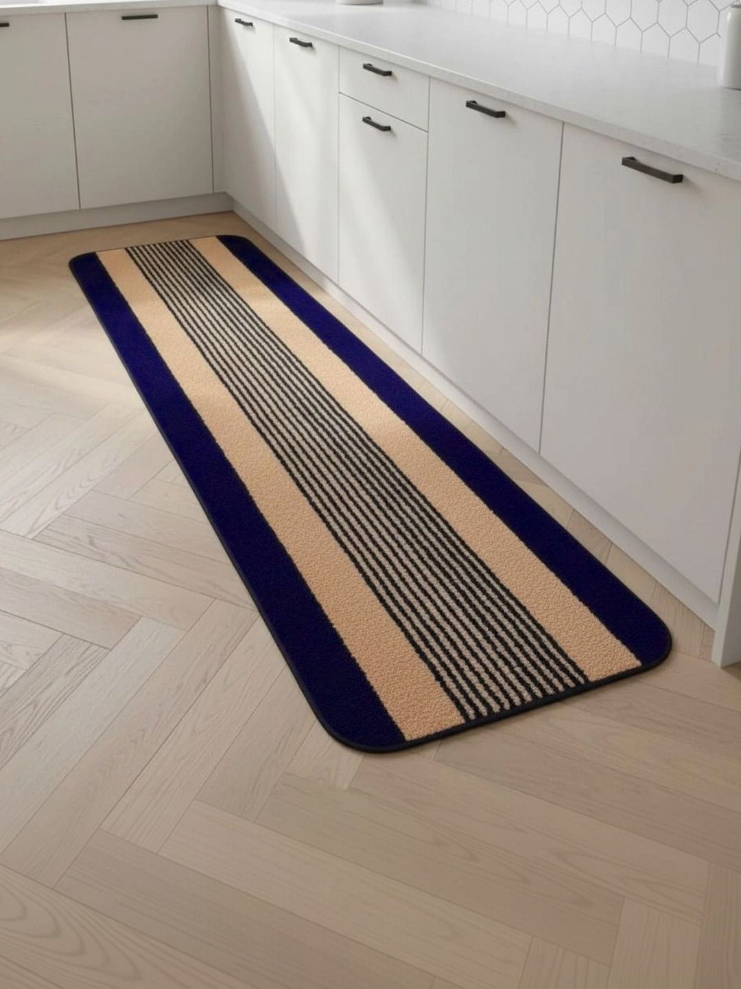 VIKCLIQUE Blue Striped Floor Runners