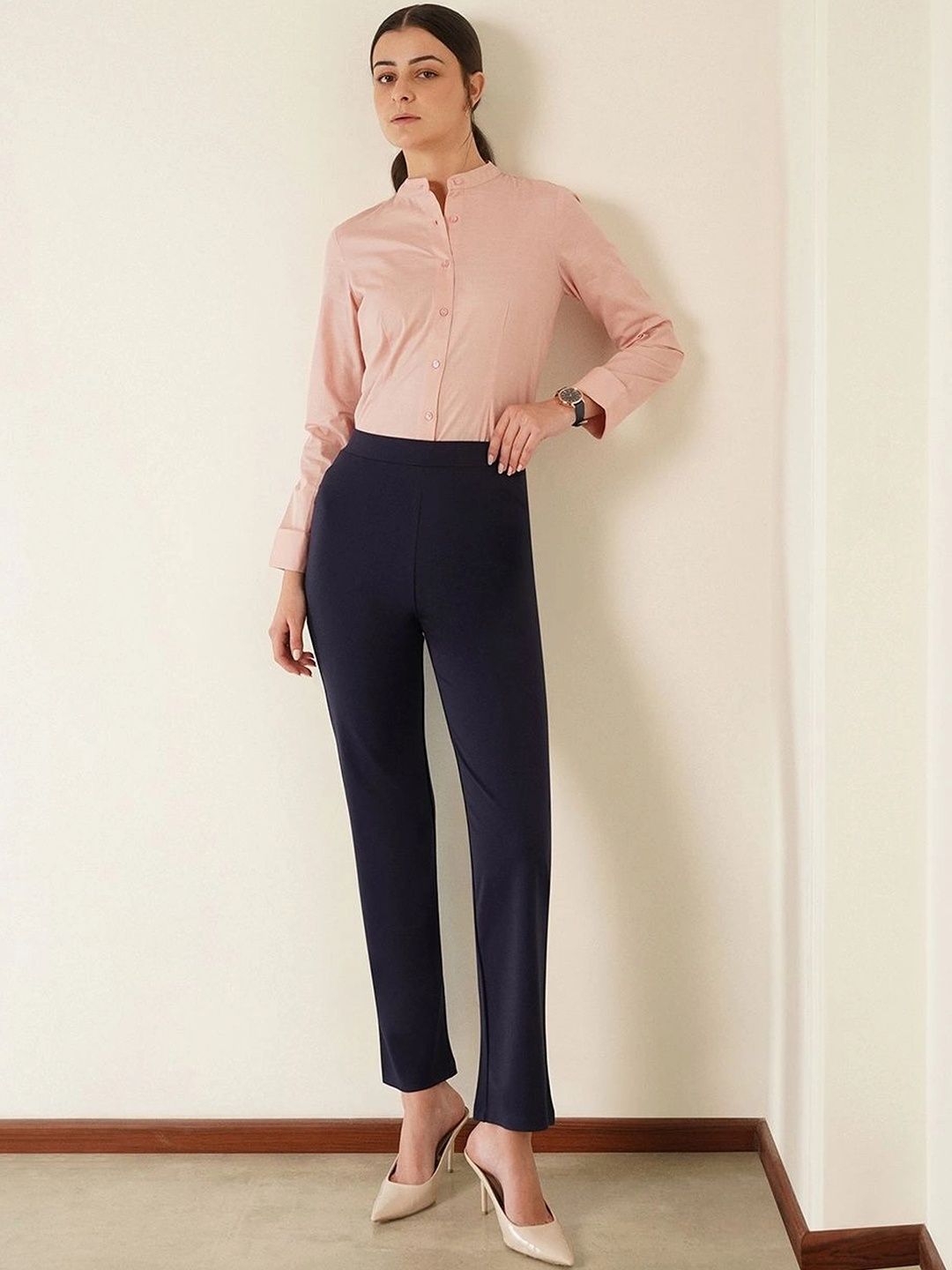 FABLE STREET Navy Blue Livin Bootcut Trousers