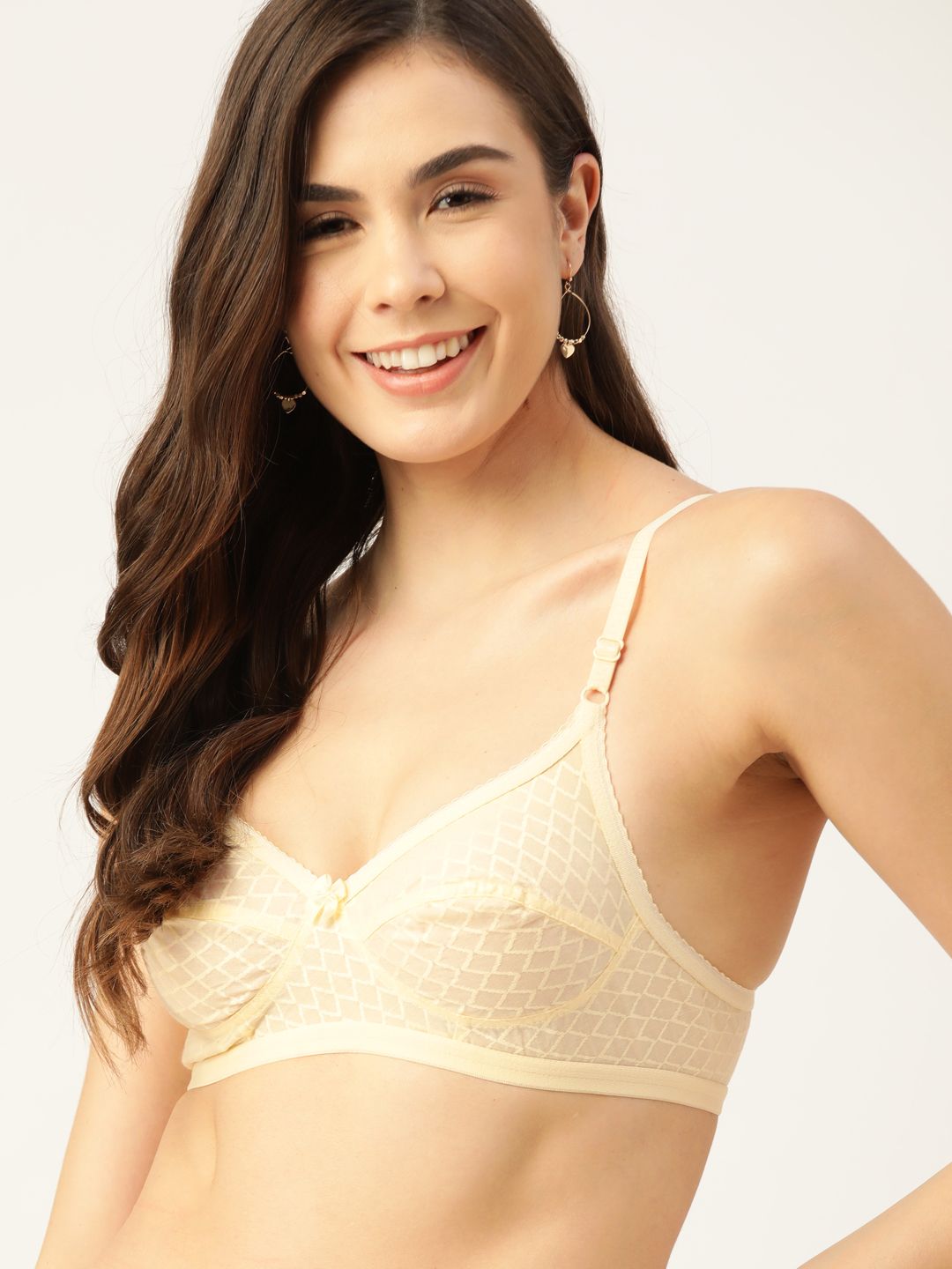 DressBerry Cream-Coloured Geometric Printed Medium Coverage Everyday Bra DRM-DIV-67