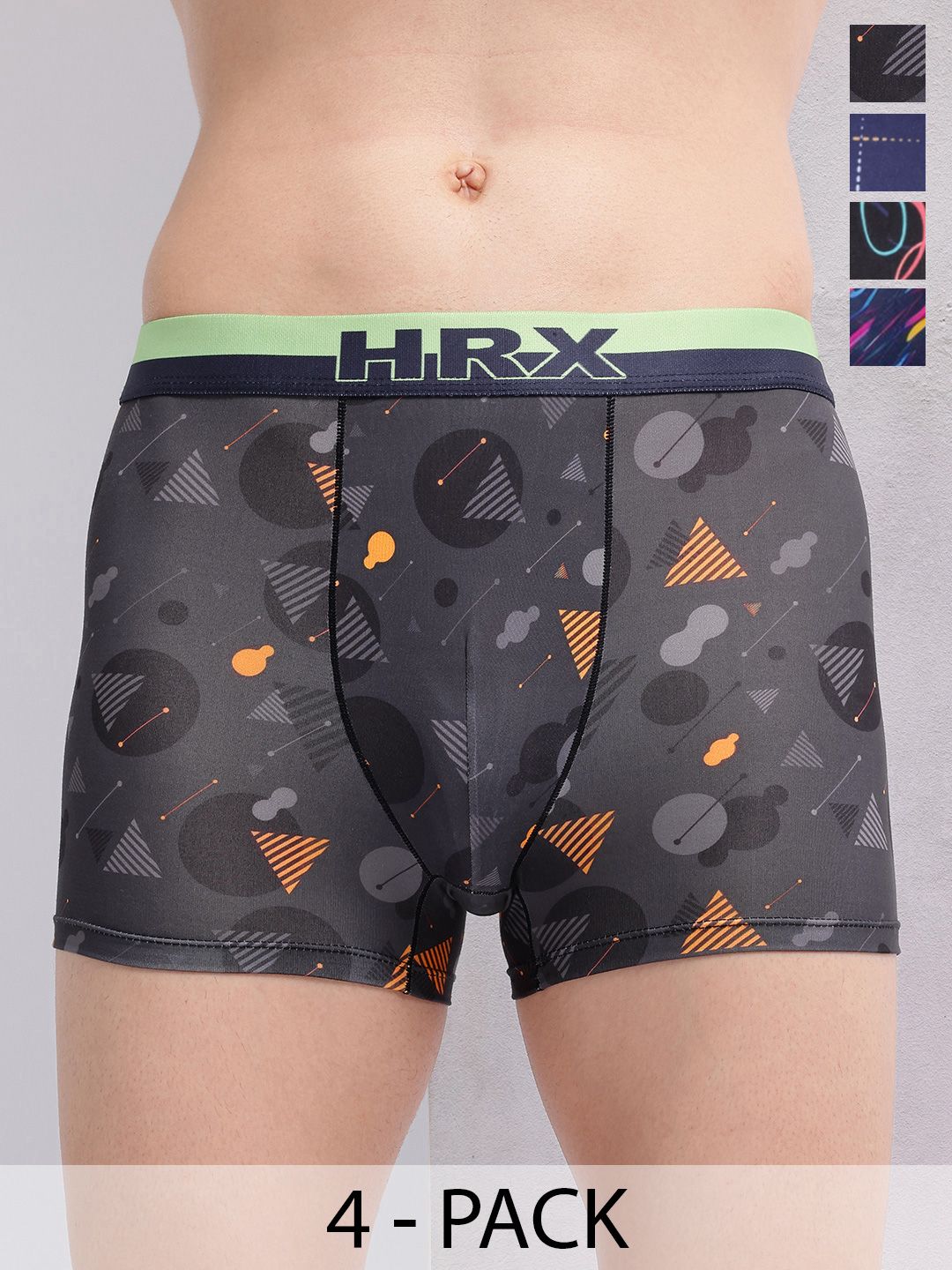 HRX by Hrithik Roshan Pack of 4 Cotton Blend Assorted Printed Trunks