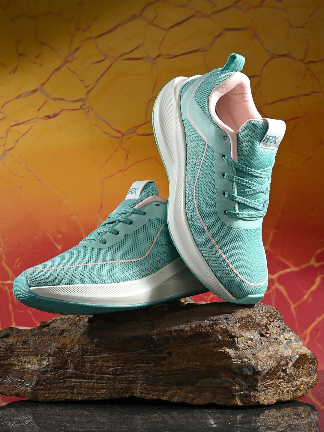 Buy HRX By Hrithik Roshan Women Sea Green & White Memory Foam Mesh Running Shoes -  - Footwear for Women