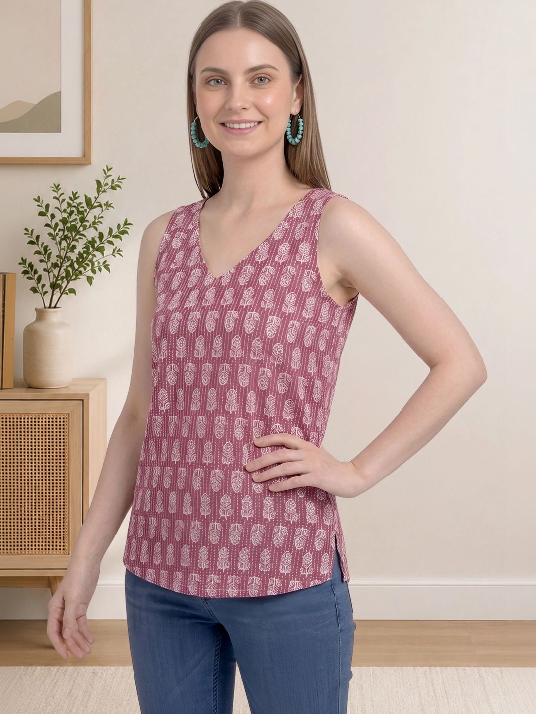 myplusfashion Print Ethnic Top