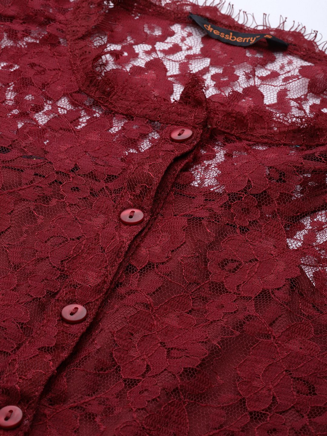Maroon Self Design Lace Top With Slip 2