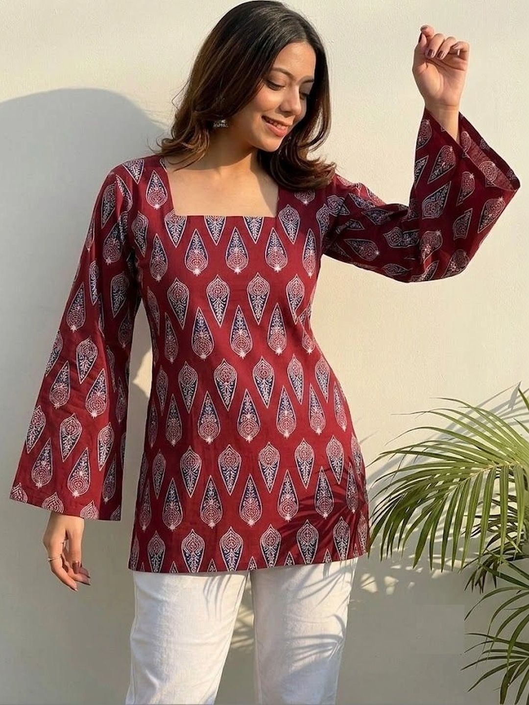 CHHETRAPAAL Ethnic Motifs Printed Square Neck Kurti