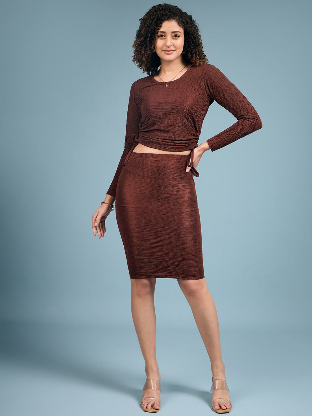 Buy DressBerry Round Neck Top With Mid Rise Skirt Co Ords -  - Apparel for Women