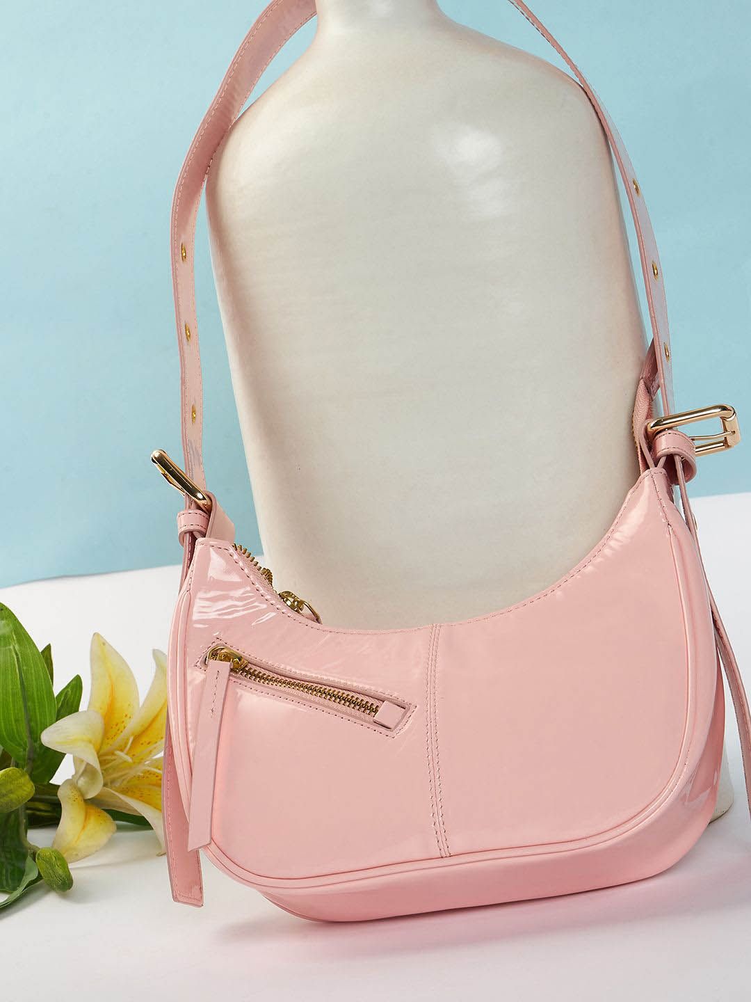 DressBerry Women's PU Half Moon Sling Bag with Tasselled