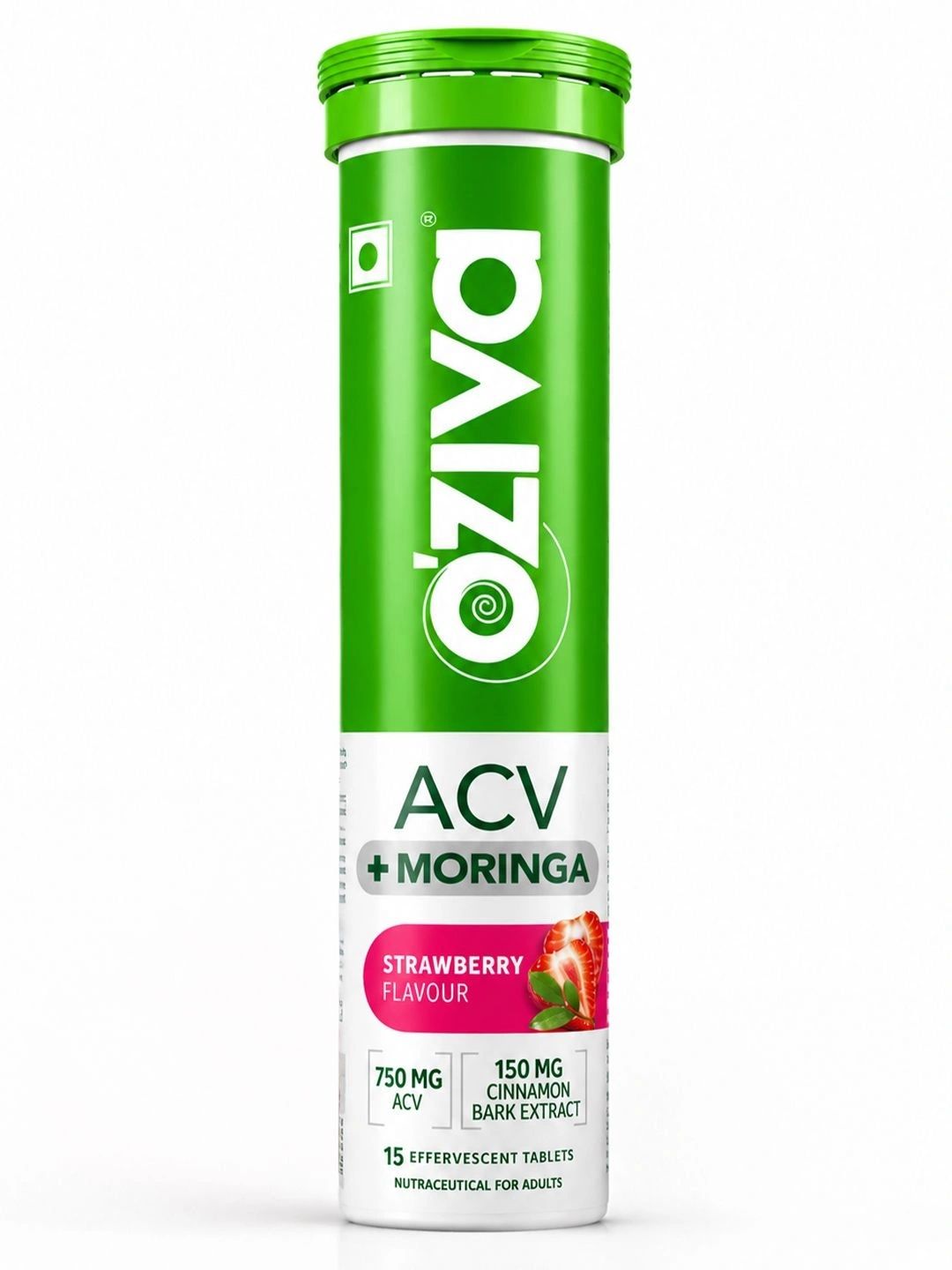 OZiva Gluta Fizzy Strawberry Swirl with L-Glutathione & Vitamin C - 15 Tablets