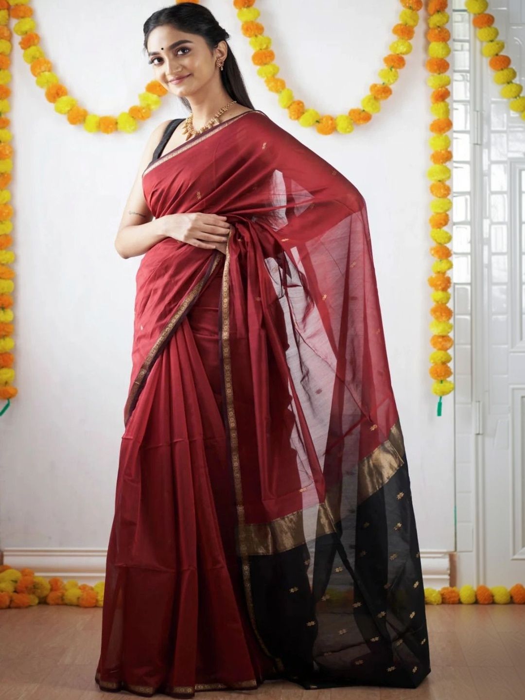 Sangria Zari Pure Linen Designer Saree