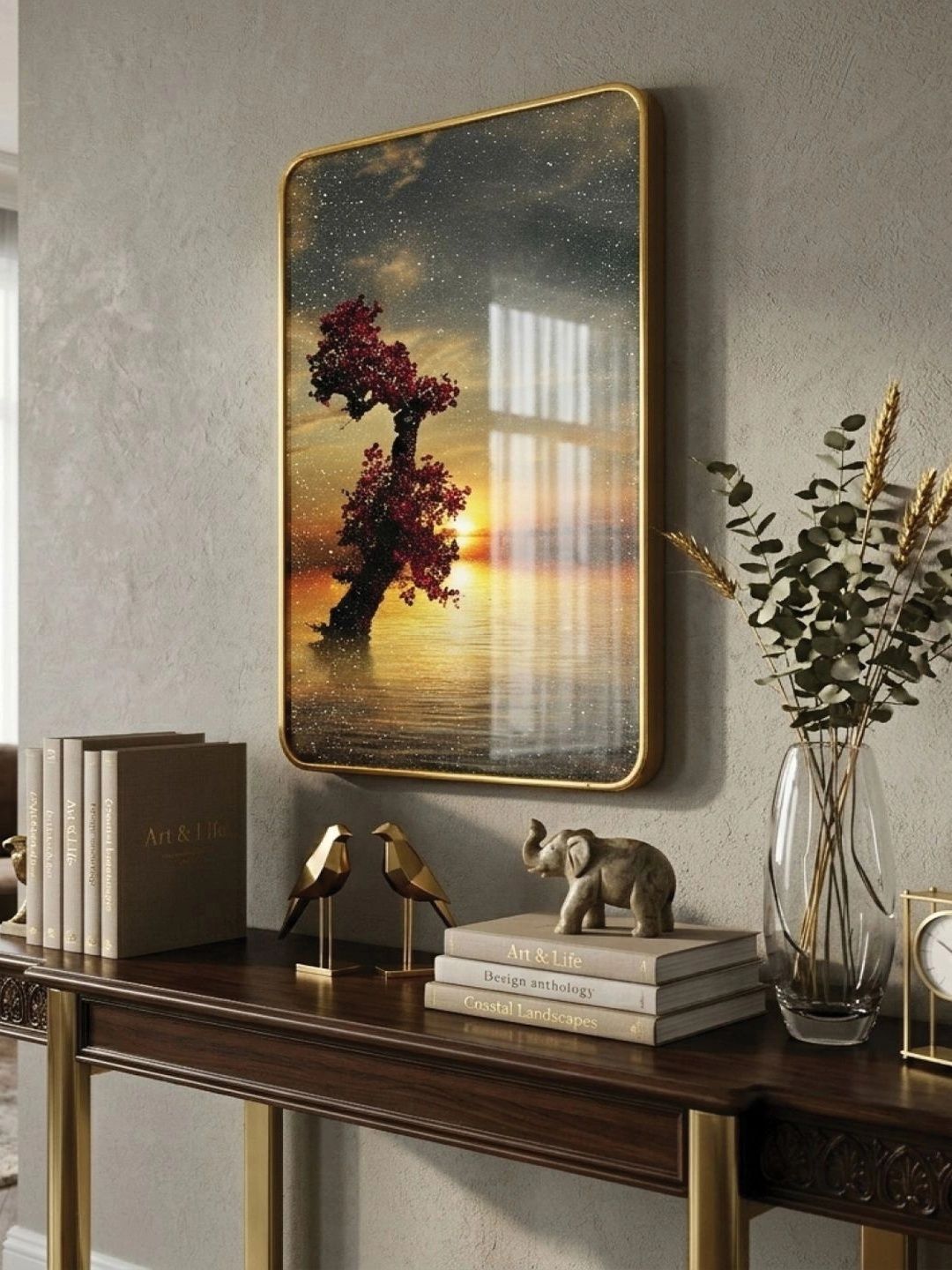 Buy RANDOM Gold Toned MDF Sparkle Laminated Single Rectangular Non Powered Wall Art   12x18 Inch -  - Home for Unisex