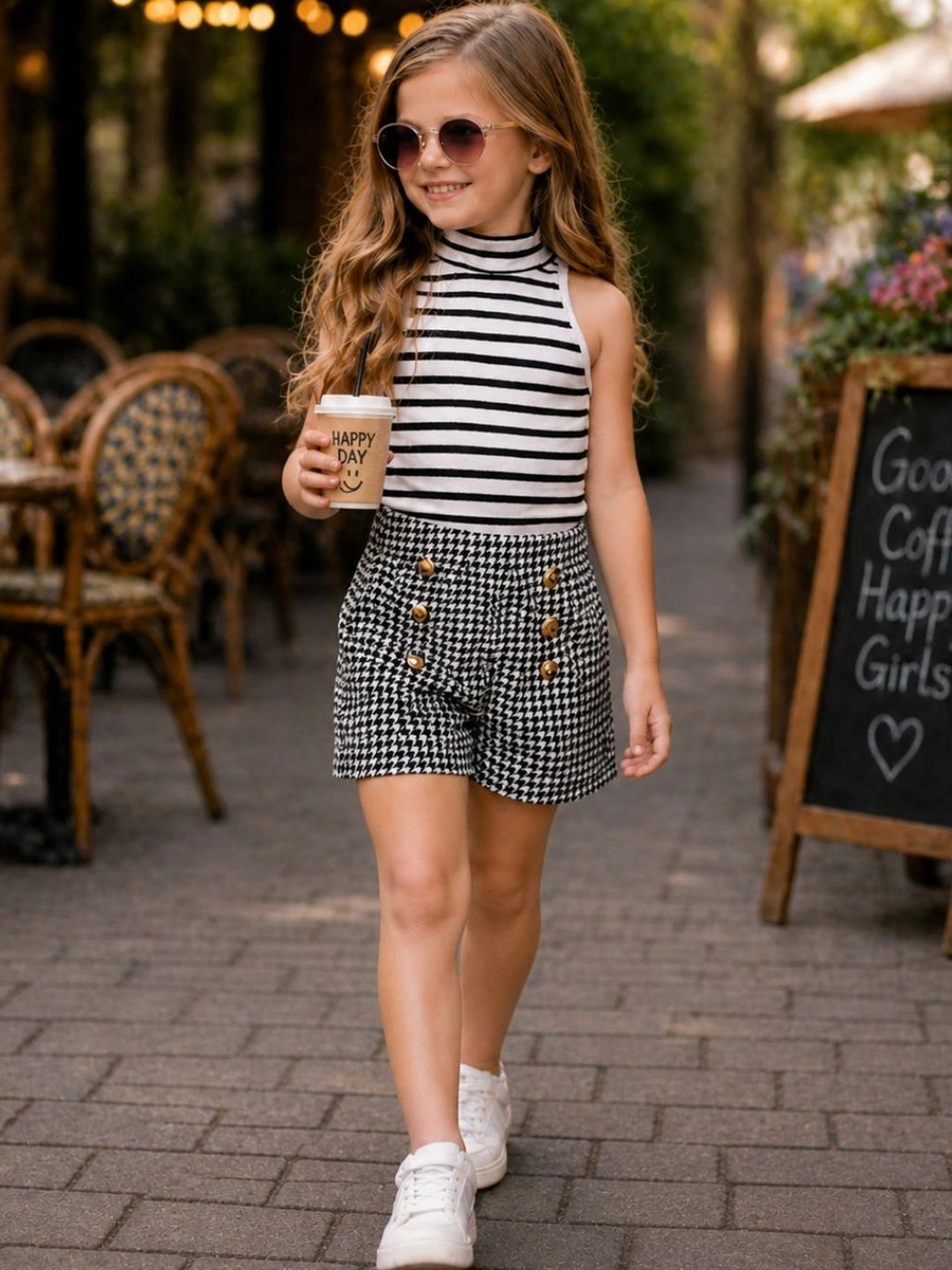 Girls Striped Top with Shorts 4