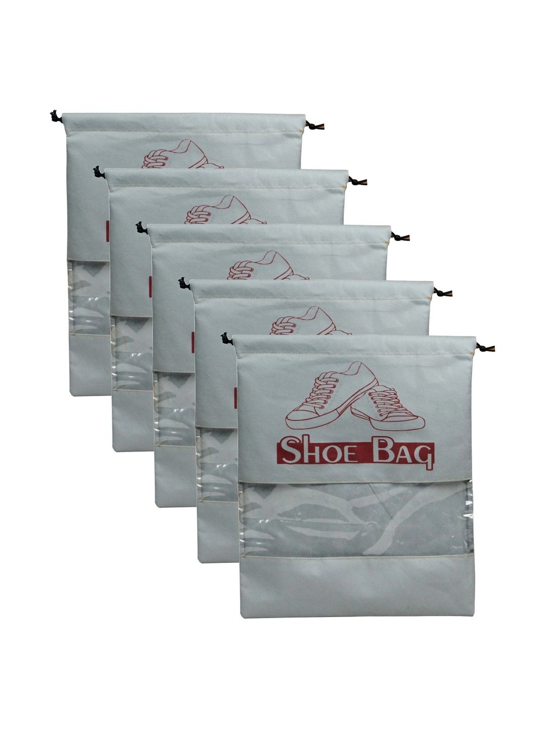 Ankit International Pack Of 5 Unisex Grey Printed Non-Woven Shoe Cover Bags with Transparent Window