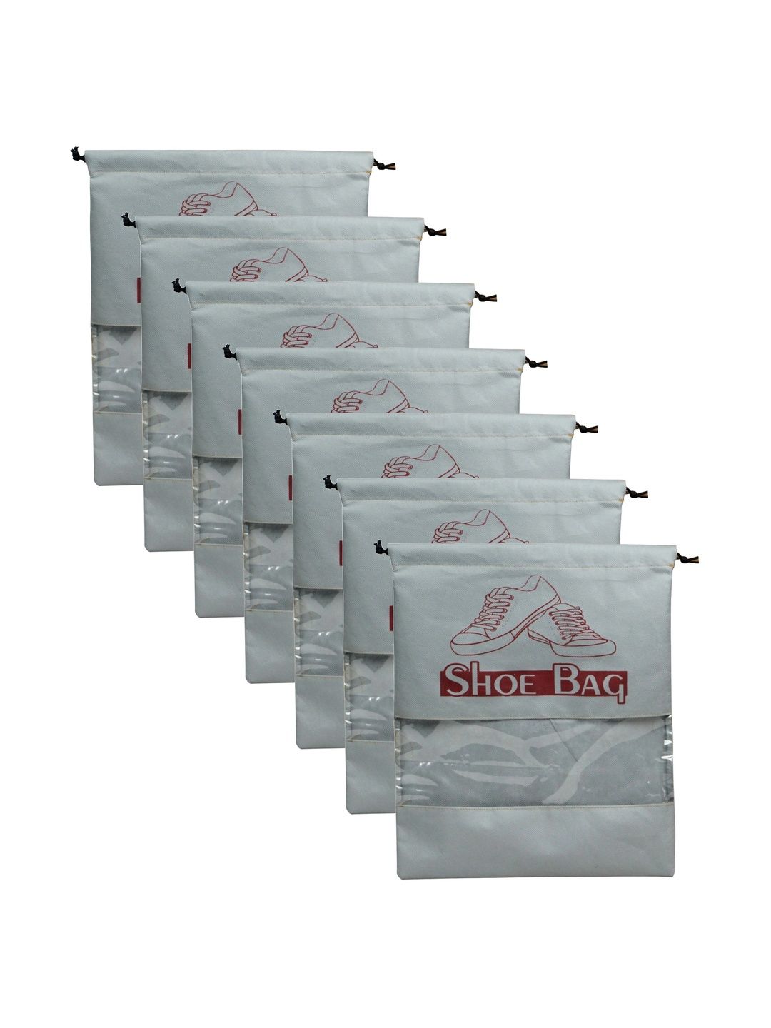 Ankit International Pack Of 7 Unisex Grey Printed Non-Woven Shoe Cover Bags with Transparent Window