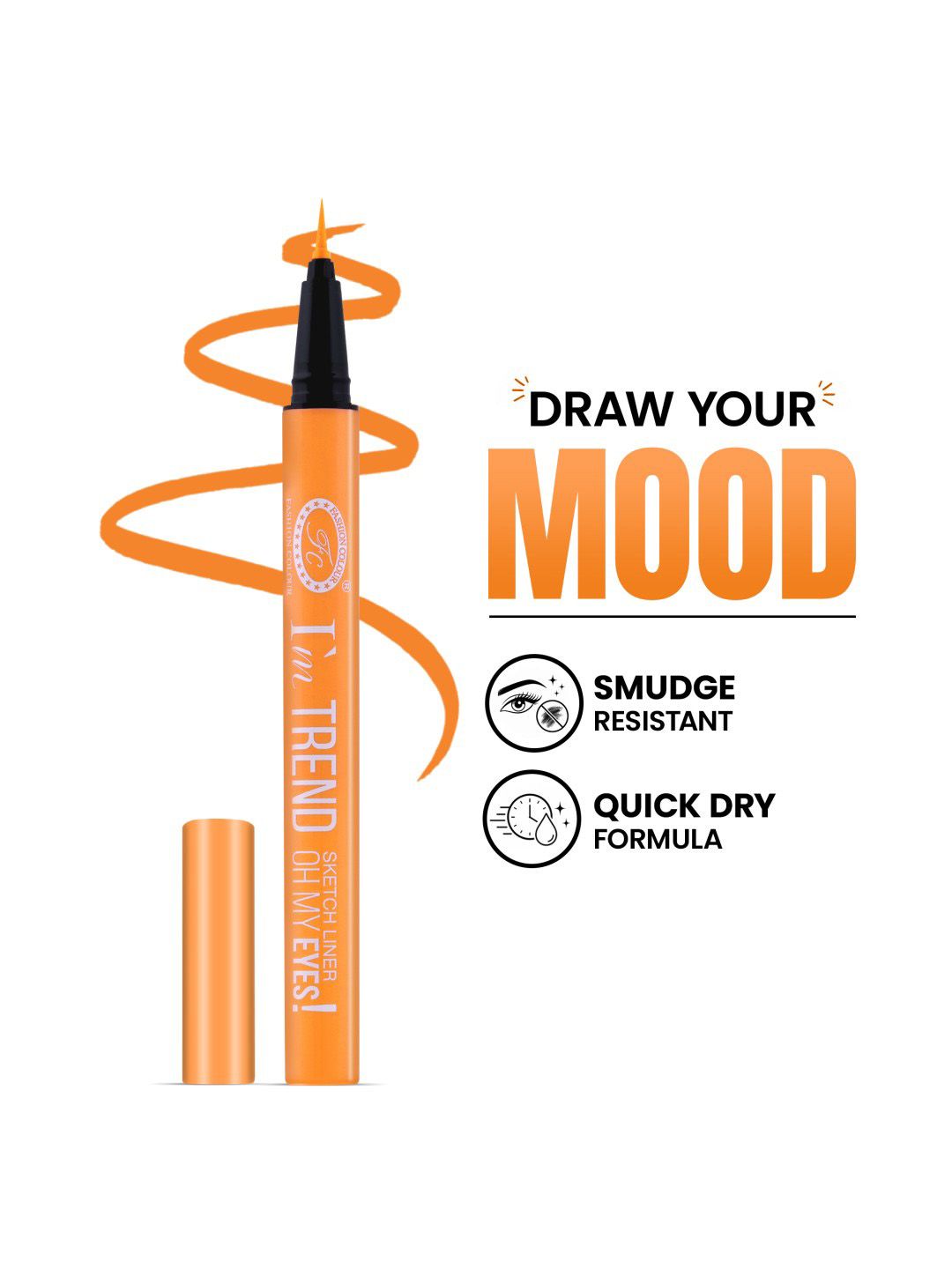 Fashion Colour I'm Trend Sketch Long Lasting Quick Dry Eyeliner- Vitality Orange 02