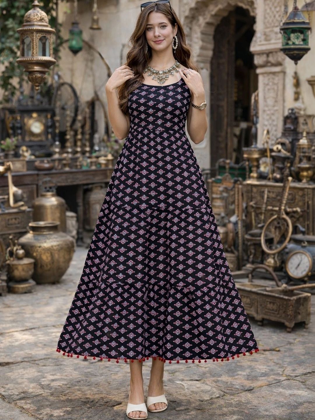 OBLEK Floral Print Fit & Flare Midi Dress