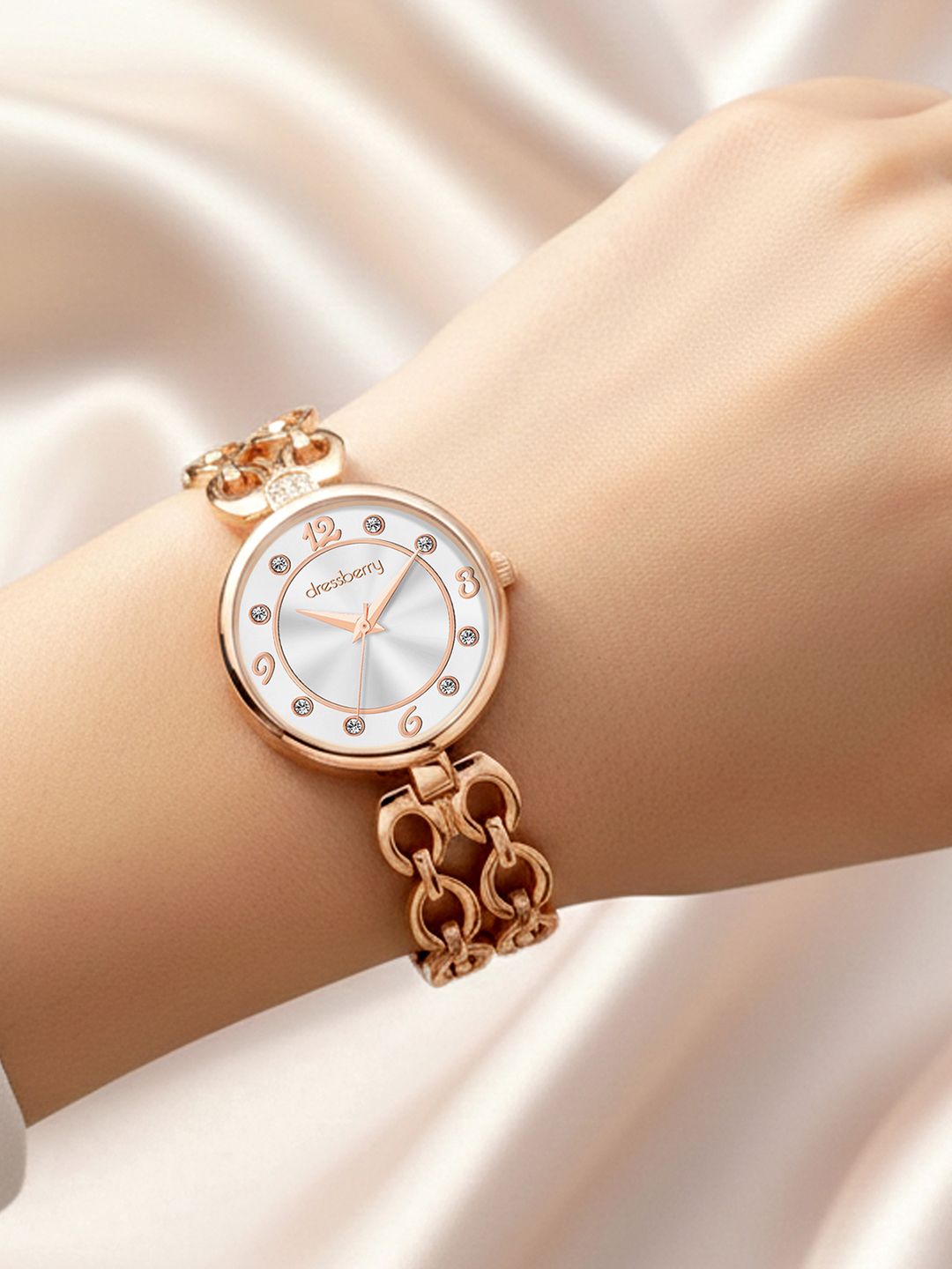 DressBerry Women Embellished Dial & Bracelet Style Straps Analogue Watch DB-048-SILVER