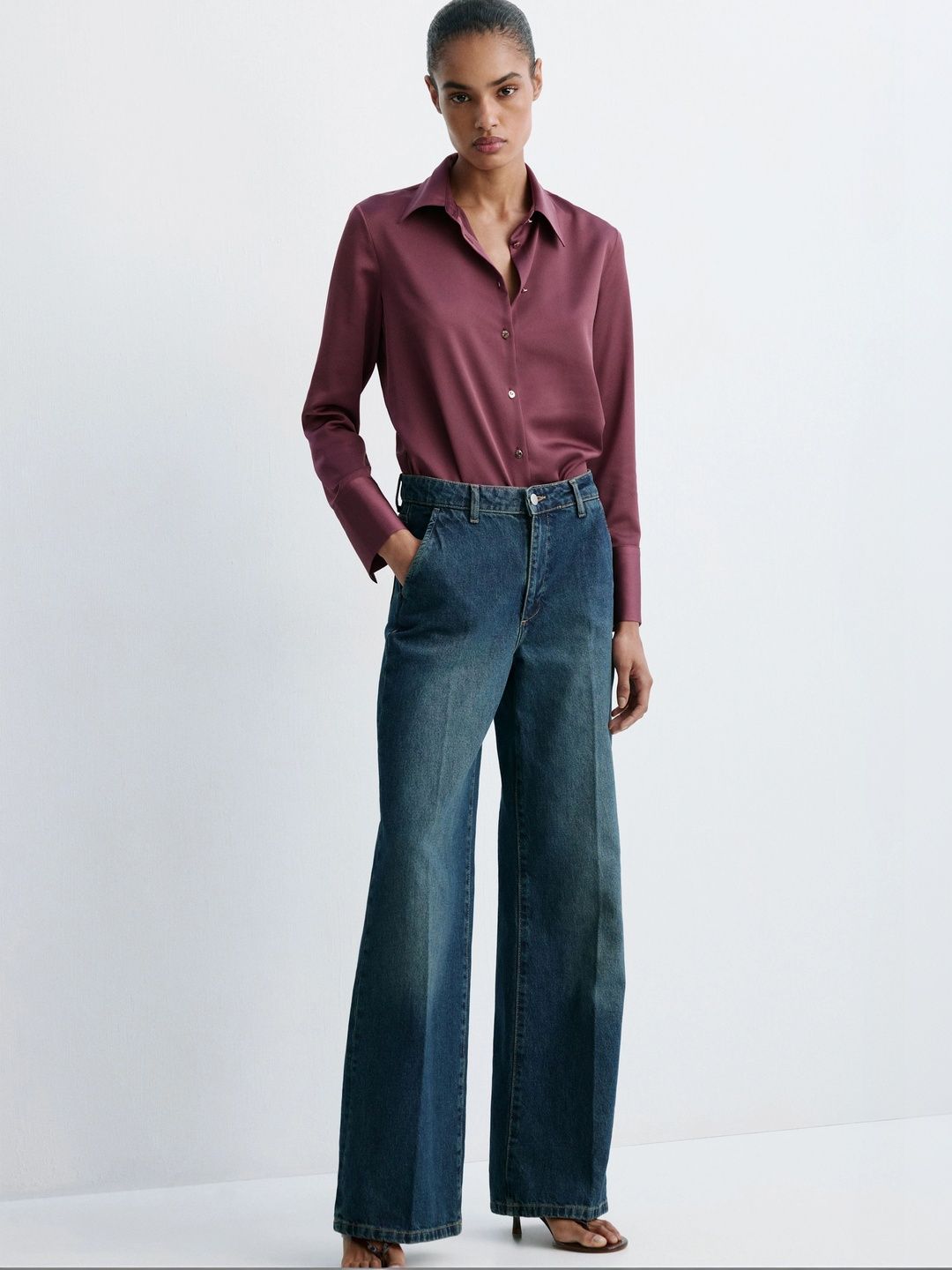 MANGO Spread Collar Casual Shirt