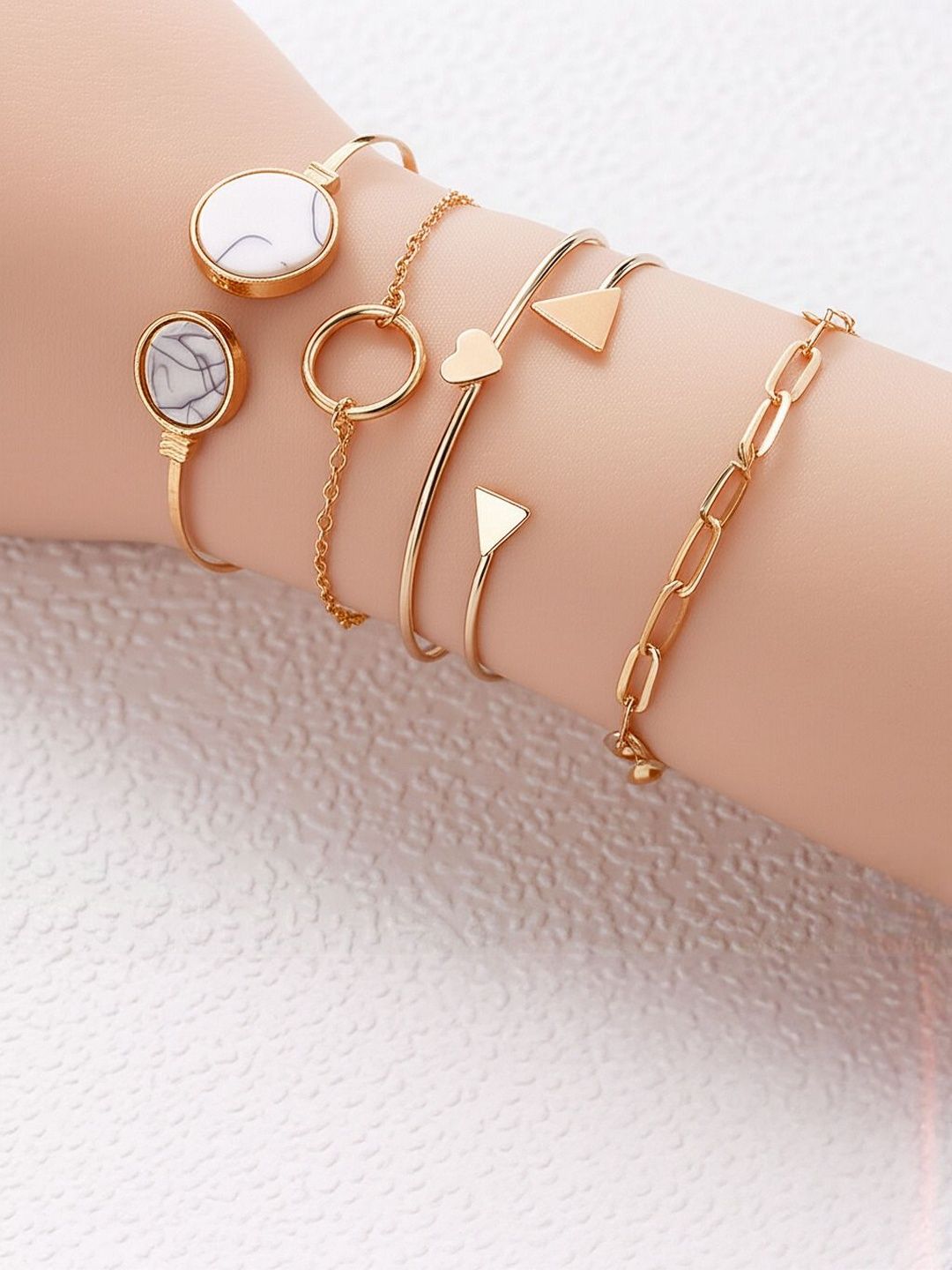 DressBerry Set Of 5 Gold Plated Cuff Bracelets