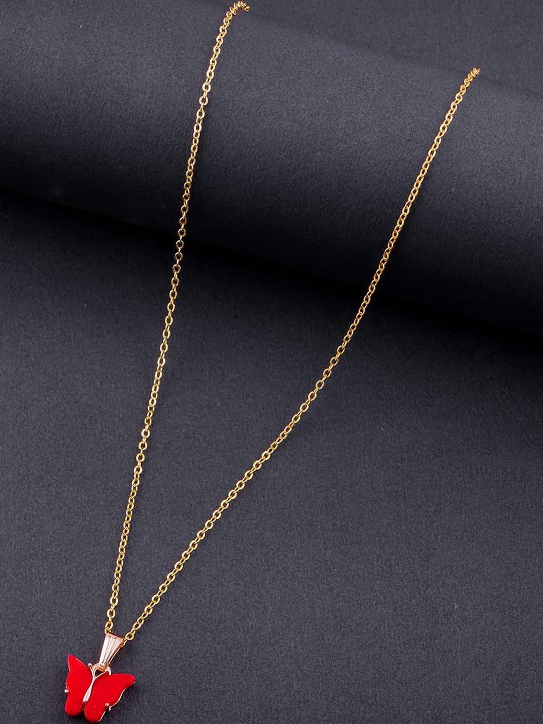 DressBerry Gold-Plated Studded Chain & Butterfly Pendant