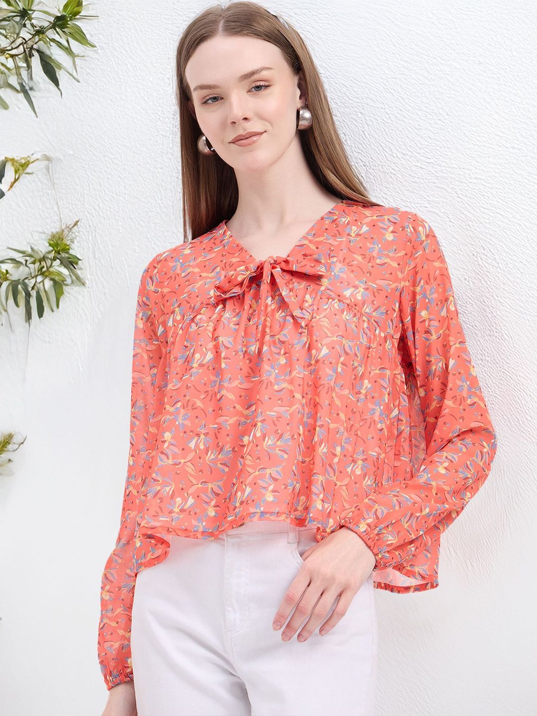 DressBerry Women Floral Printed Peplum Regular Top