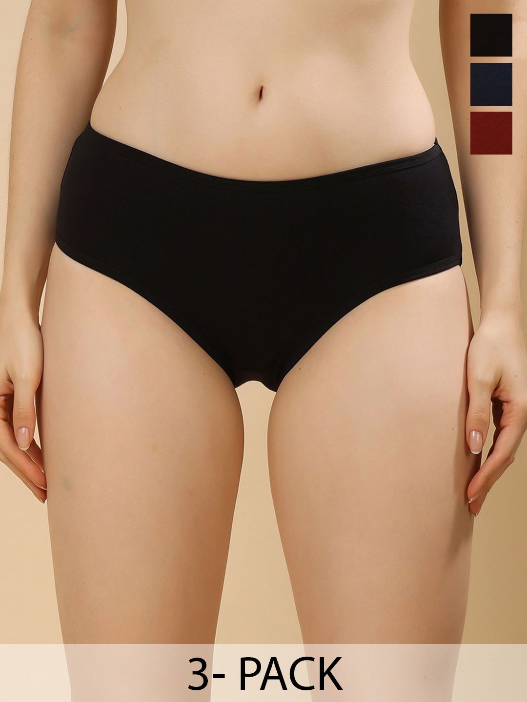 Buy Dressberry Pack Of 3 Women Hipster Cotton Blend Basic Briefs -  - Apparel for Women