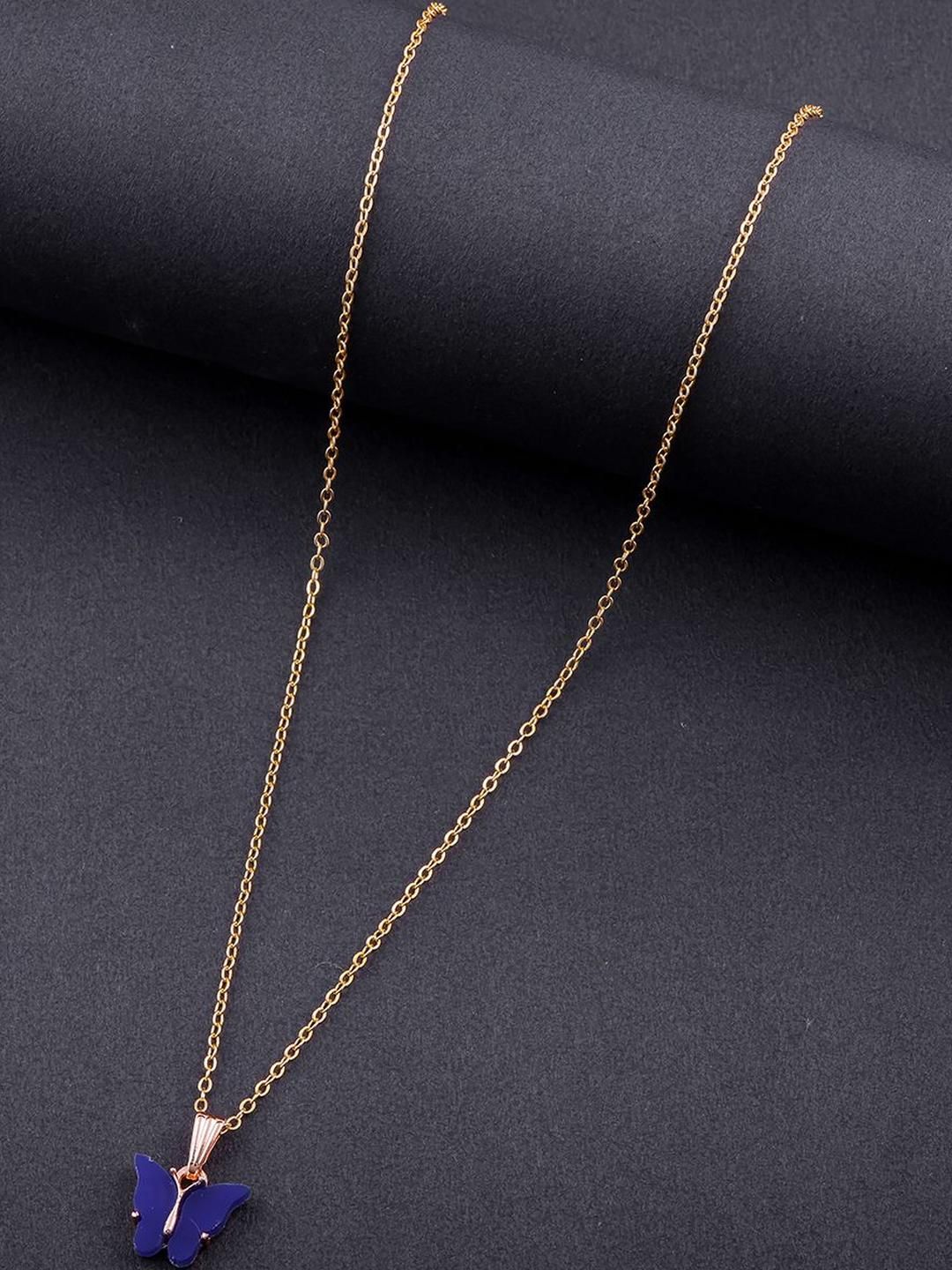 DressBerry Gold-Plated Butterfly Shaped Pendant With Chain