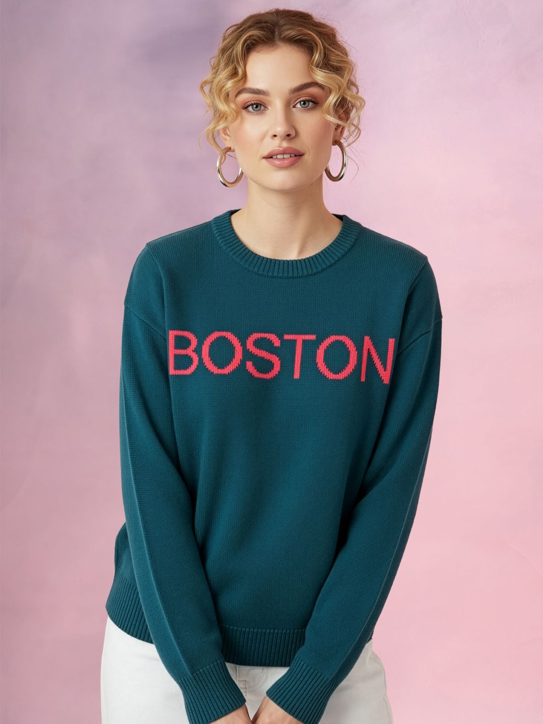 DressBerry Typography Printed Pullover