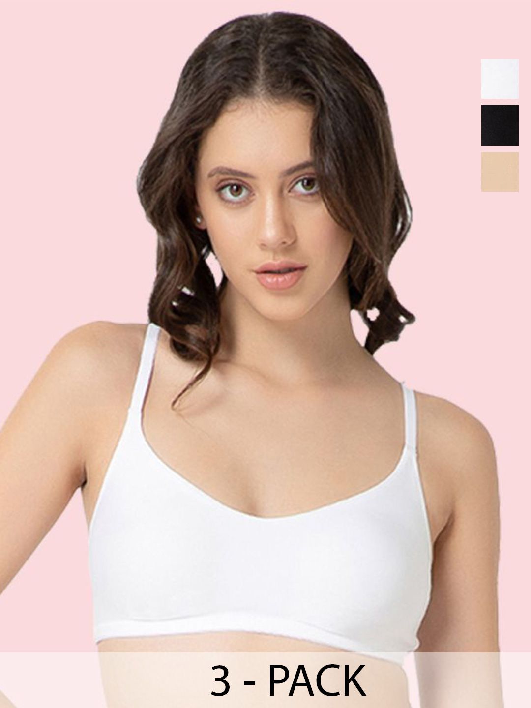 Buy DressBerry Pack Of 3 Solid Full Coverage Non Padded Non Wired T Shirt Bra -  - Apparel for Women