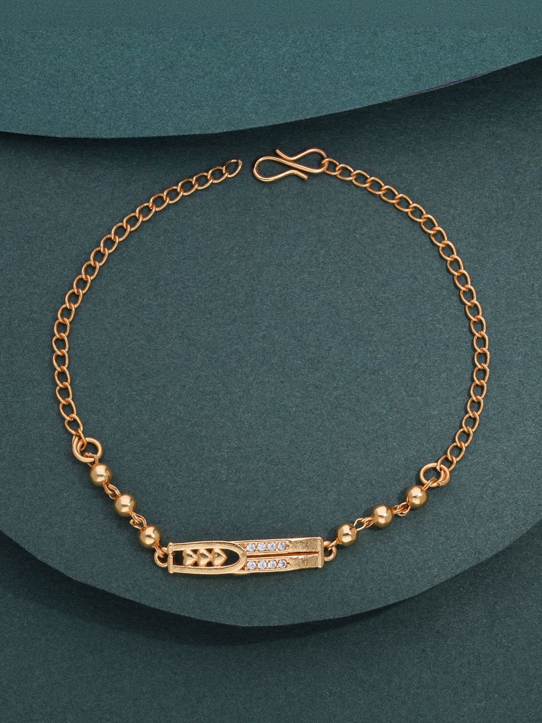 DressBerry Women Brass American Diamond Gold-Plated Wraparound Bracelet