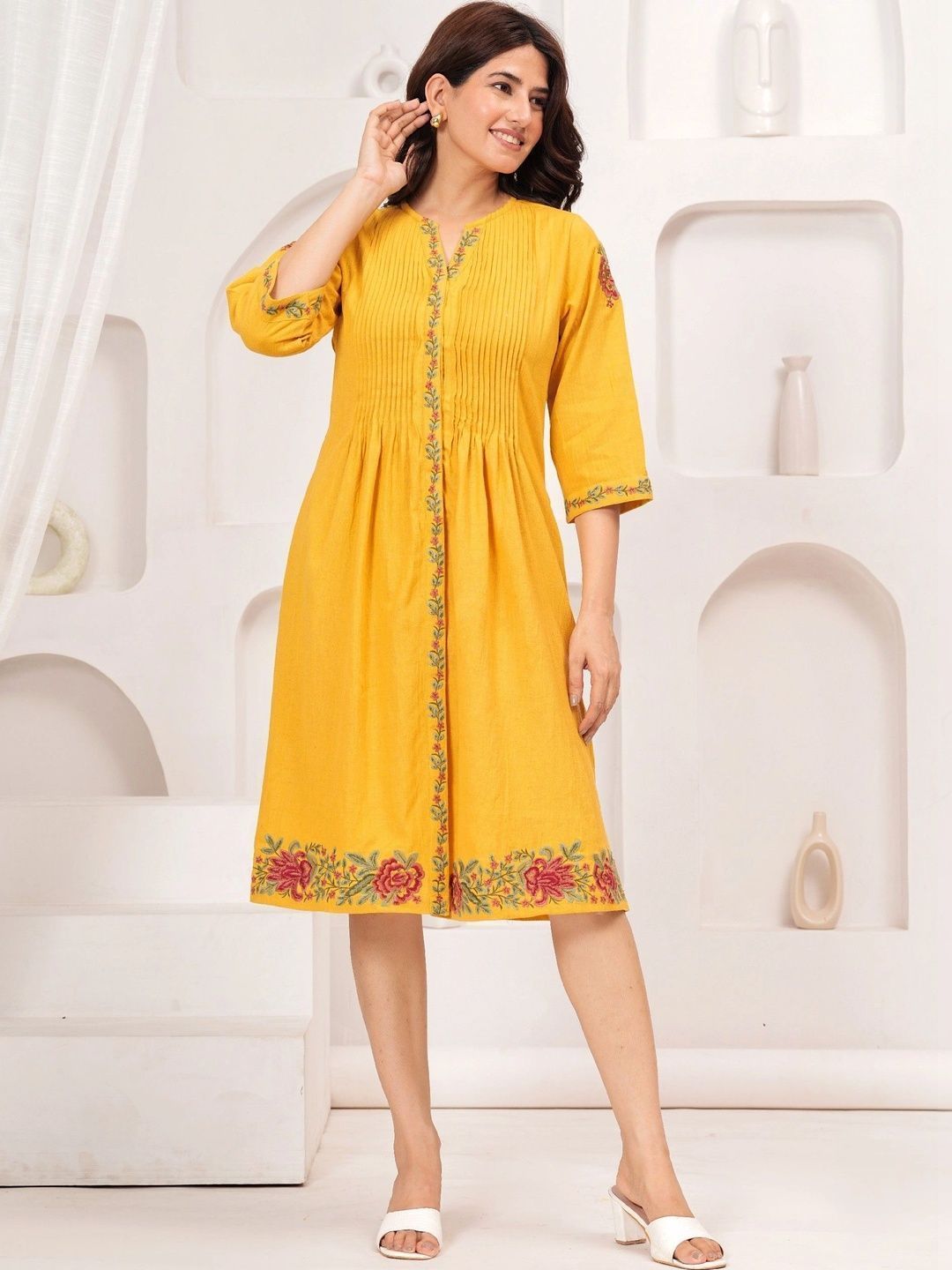 NATICA Floral Embroidered A-Line Dress