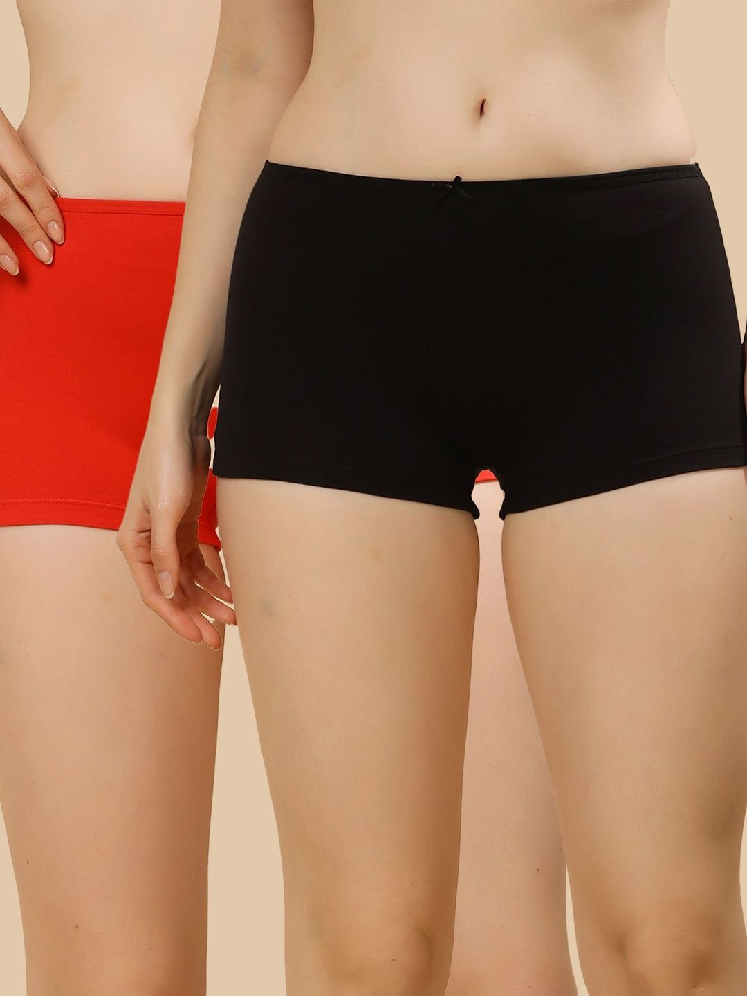 Dressberry Pack Of 2 Women Cotton Mid-Rise Boy Shorts Basic Briefs