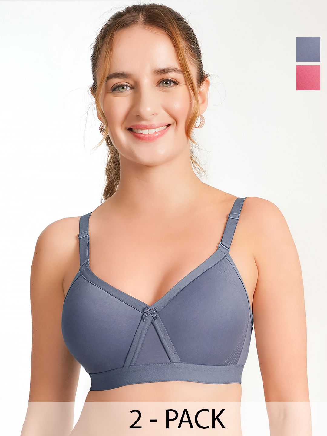 Buy DressBerry Pack Of 2 Krossover Seamless Non Padded Non Wired Full Coverage Bra -  - Apparel for Women