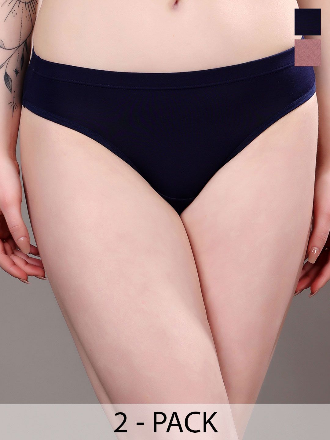 Dressberry Pack Of 2 Women Mid-Rise Micro-Modal Basic Briefs